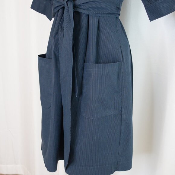 Theory Navy Pinstripe Shirt Dress Sz 2 - Picture 6 of 9